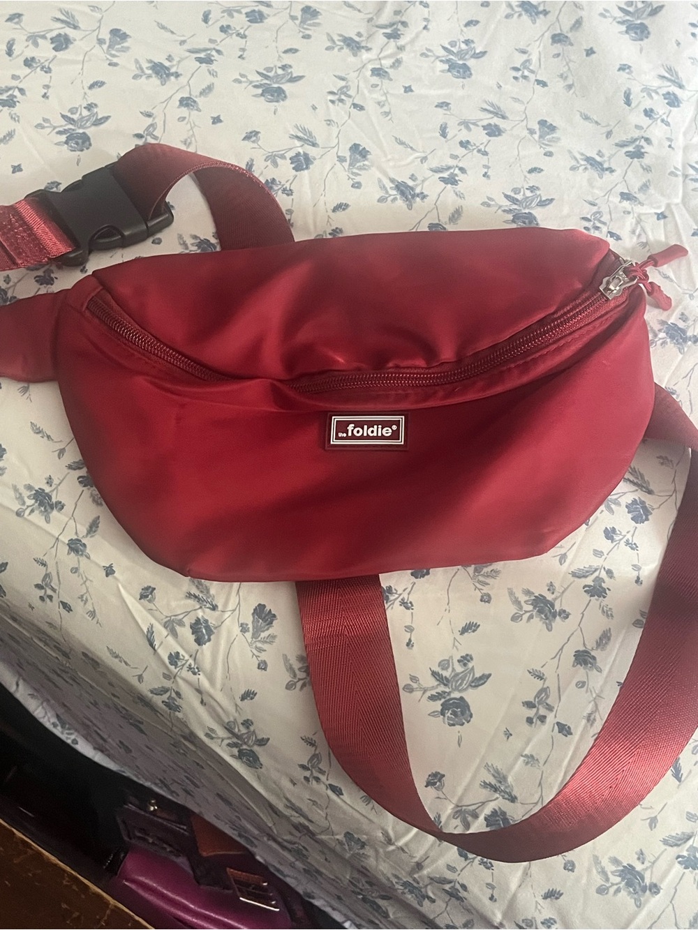 Foldie Red Satin Waist Bag